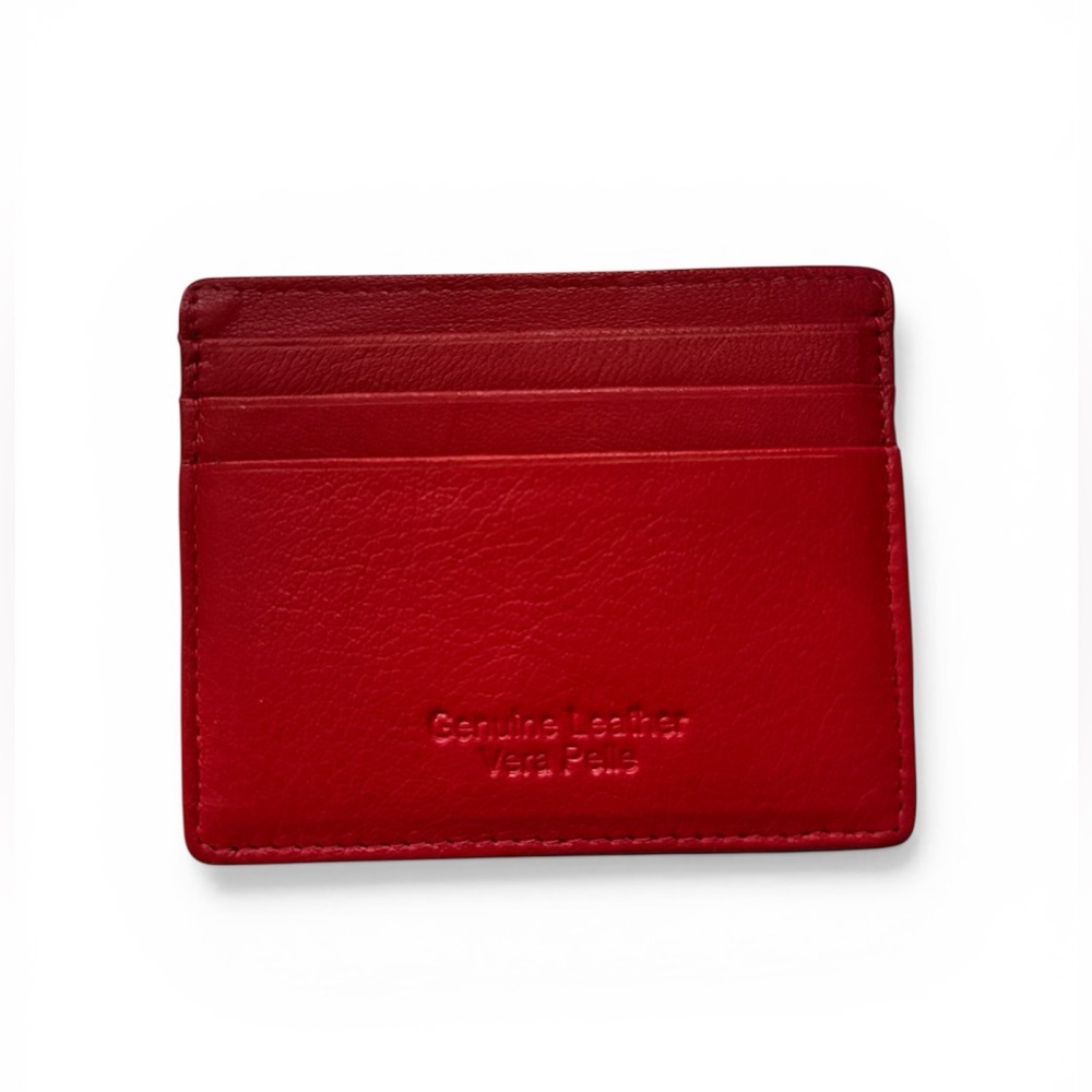 Vera Pelle Genuine Leather Red Card Holder